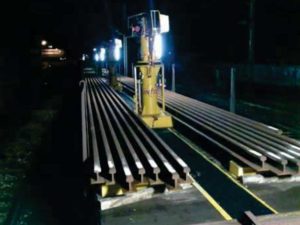 Rail loaders model CR3PR in work progress at night